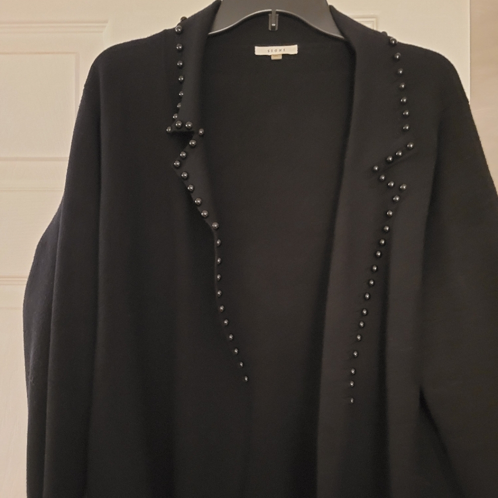 Sioni Black Blazer with Beaded Trim